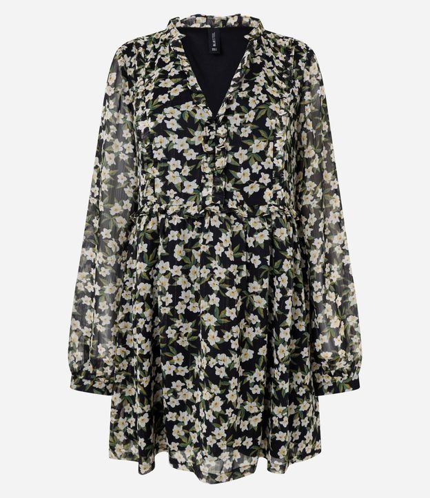 Vestido Corto en Chiffon Floral con Volados 7