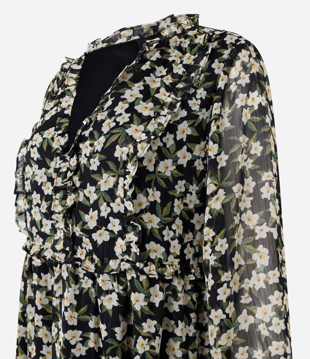 Vestido Corto en Chiffon Floral con Volados 8