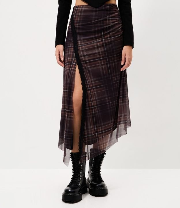 Pollera New Midi en Tule de Cuadros con Puntas 2