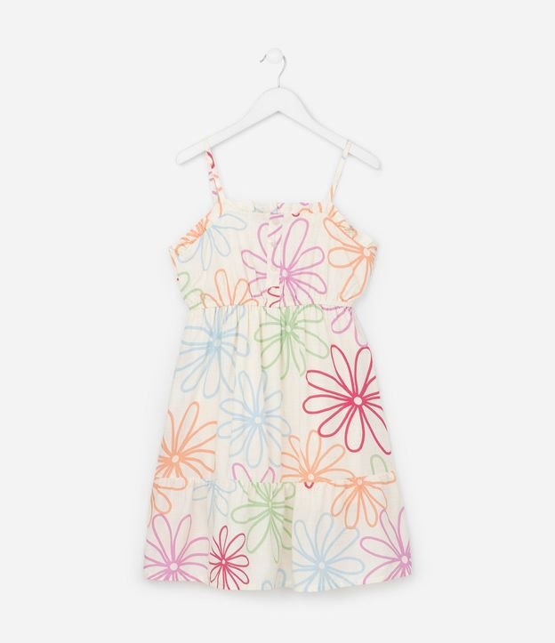 Vestido Infantil de Bretel fino en Viscosa con Estampa Floral - Talle 5 a 14 años
