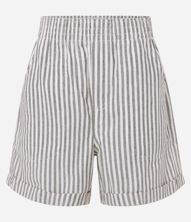 Short en Sarga con Rayas en Hilo Teñido y Ruedo Plegado 5