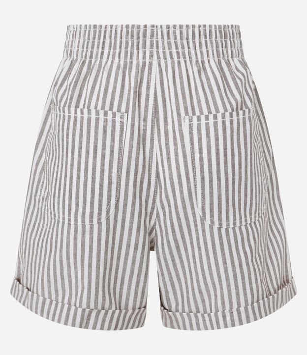 Short en Sarga con Rayas en Hilo Teñido y Ruedo Plegado 6
