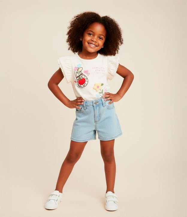 Blusa Infantil con Estampa Interactiva y Pompones - Talle 1 a 6 años