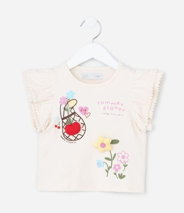 Blusa Infantil con Estampa Interactiva y Pompones - Talle 1 a 6 años