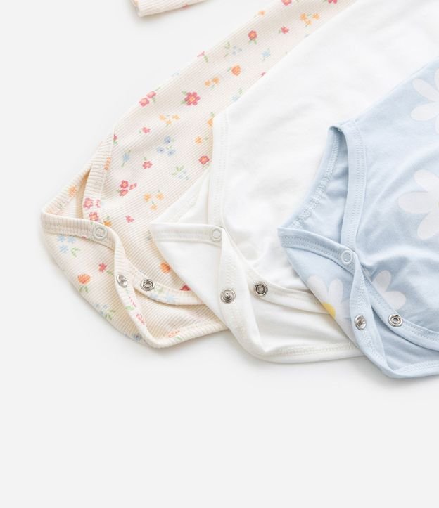 Kit 03 Bodies Infantiles con Estampa Floral - Talle RN a 18 meses 3