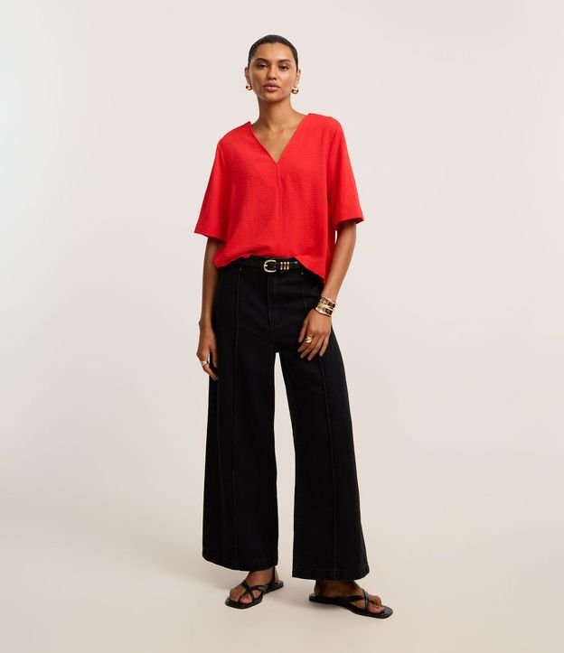 Blusa Suelta en Crepé con Escote V 2