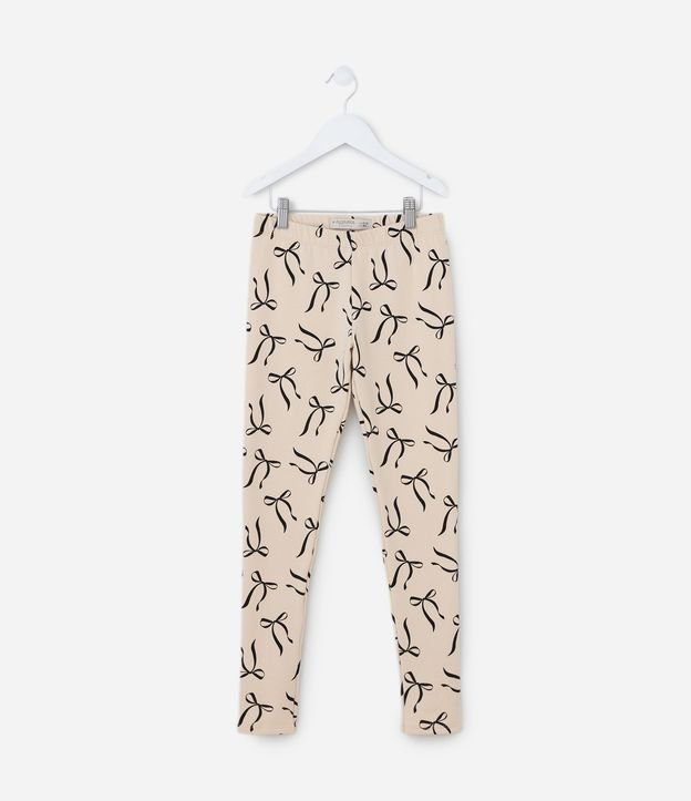Pantalón Legging Infantil Calentito con Estampa Moñas - Talle 5 a 14 años