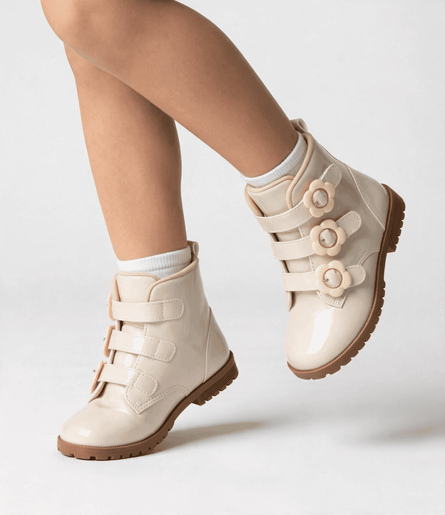 Bota Coturno Infantil con Hebillas Flores - Talle 20 a 27 7