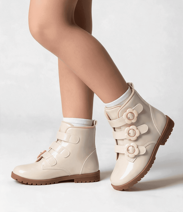 Bota Coturno Infantil con Hebillas Flores - Talle 20 a 27 8
