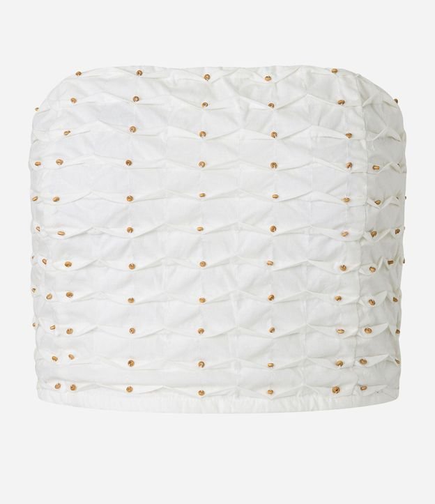 Blusa Cropped Sin Breteles con Aplicación de Abalorios 7