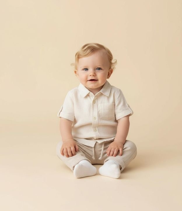 Camisa Infantil en Cambraia con Bolsillo - Talle 0 a 18 Meses