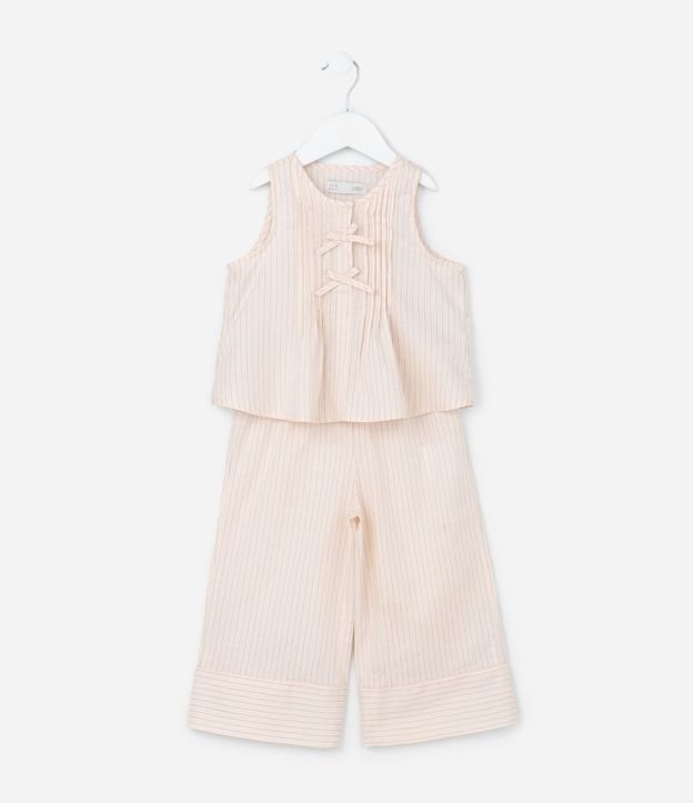 Conjunto Infantil en Tricolina con Lacitos y Pantalón Wide Leg - Talle 1 a 6 años