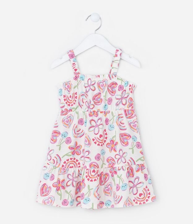 Vestido Infantil con Volados y Estampa Floral - Talle 1 a 6 años