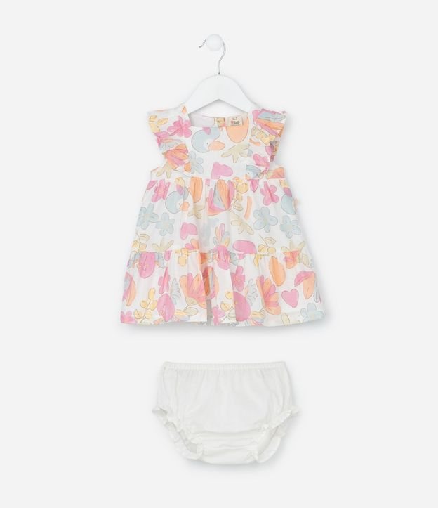 Vestido Infantil en Tricolina Volado y Bombacha - Talle 3 a 18 Meses