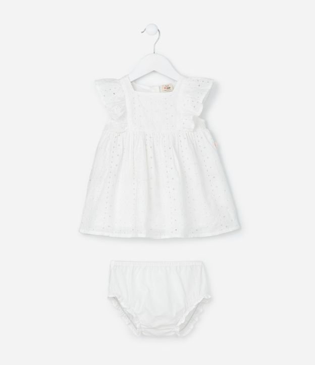 Vestido Infantil en Broderie con Volado y Bombacha - Talle 3 a 18 meses 2