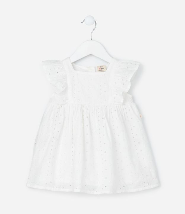 Vestido Infantil en Broderie con Volado y Bombacha - Talle 3 a 18 meses 3