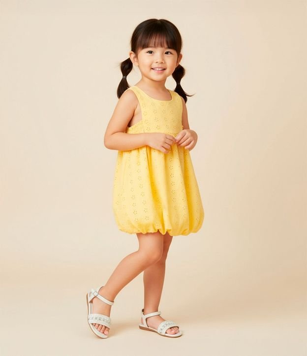 Vestido Balone Infantil en Laise Texturizado - Talle 1 a 6 años
