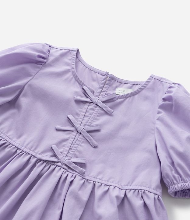 Vestido Infantil en Tricolina con Mangas Abullonadas y Lacitos - Talle 1 a 6 años 7