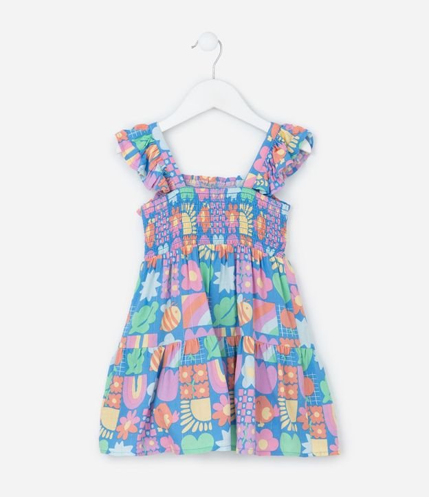 Vestido Infantil en Viscosa con Frufru y Estampa Divertida - Talle 1 a 6 años 4
