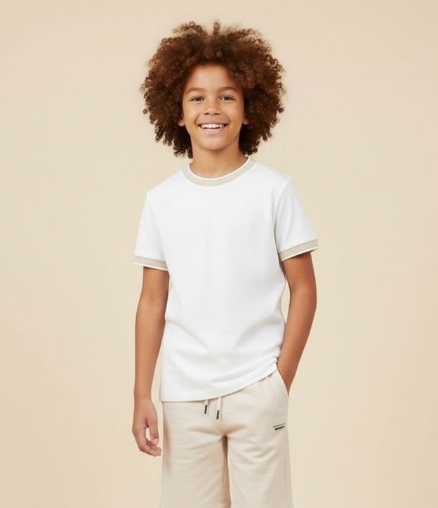 Remera Infantil Texturizada con Viés Contrastantes - 5 a 14 años
