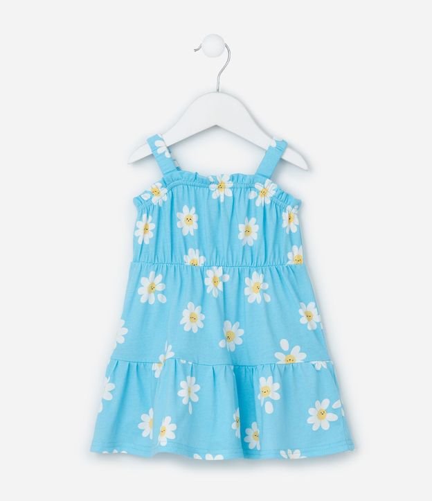 Vestido Infantil con Estampa de Margaritas - Talle 0 a 18 meses