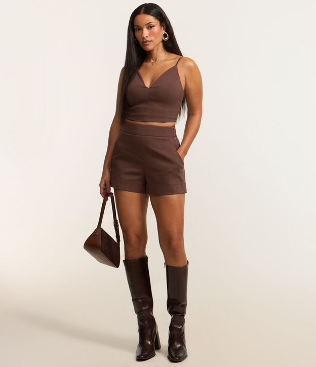 Blusa Cropped Corset en Bengalina con Escote V 2