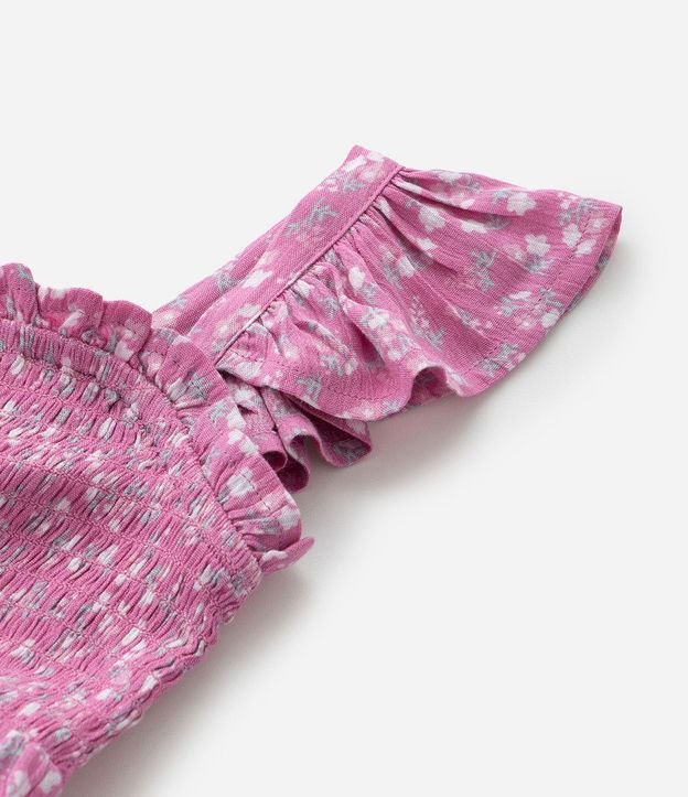Vestido Infantil en Viscosa con Estampa de Flor y Volados - Talle 1 a 6 años 6