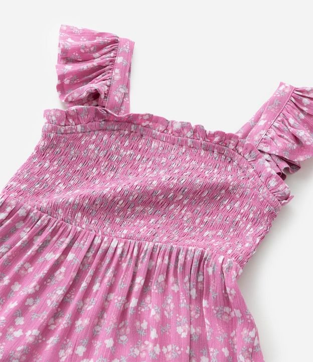 Vestido Infantil en Viscosa con Estampa de Flor y Volados - Talle 1 a 6 años 7