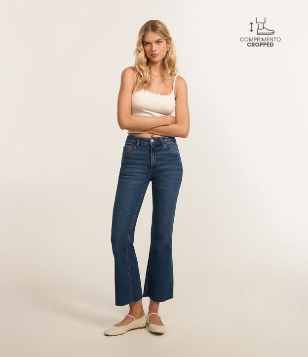 Pantalón Cropped Flare en Jeans
