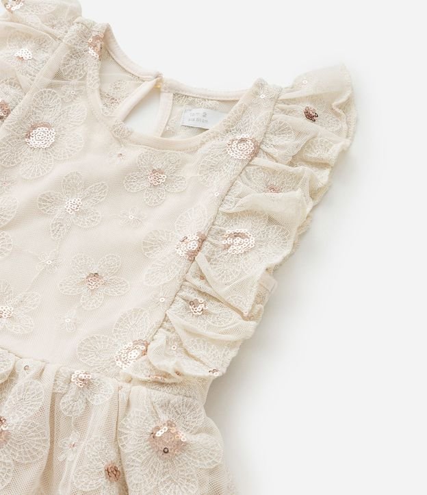 Vestido Infantil con Bordado Floral y Lentejuelas -Talle 1 a  6 años 7