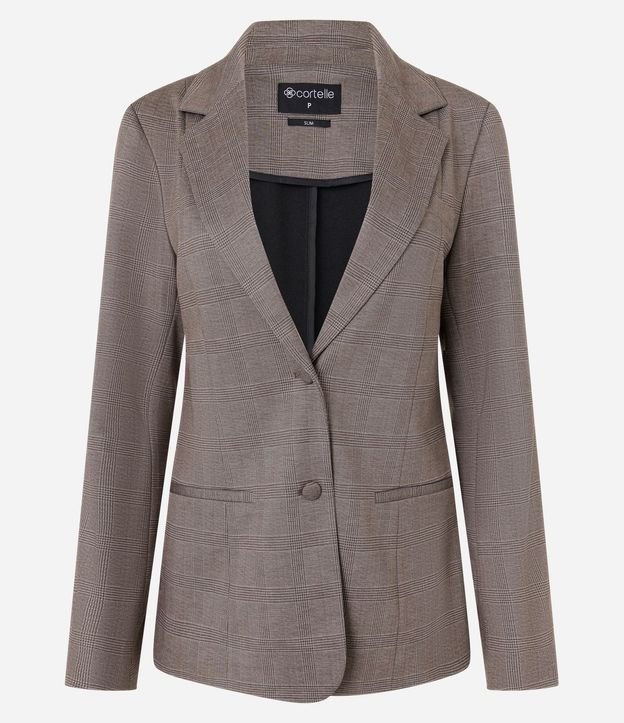 Blazer Slim con Punto Roma y Botones Forrados