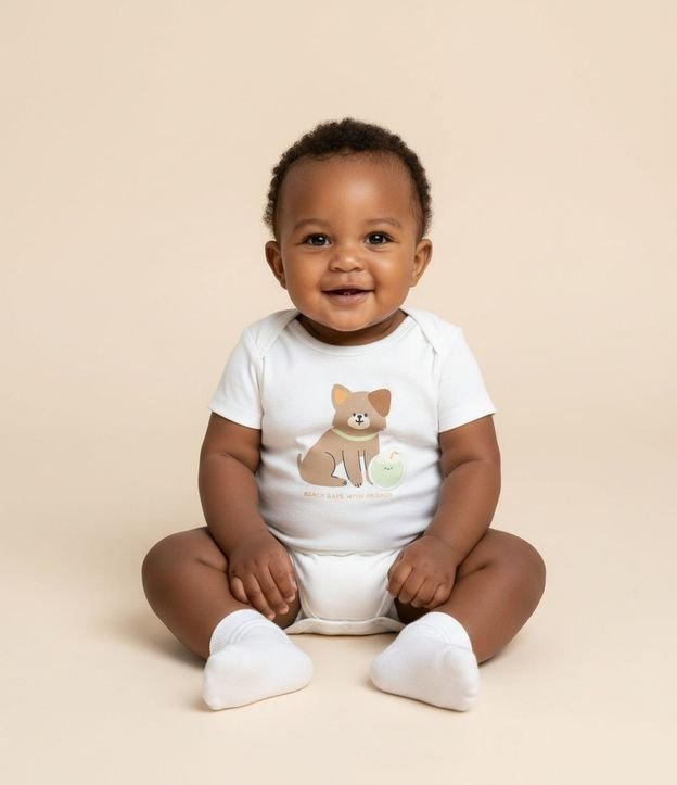 Body Infantil con Estampa Perrito - Talle 0 a 18 meses