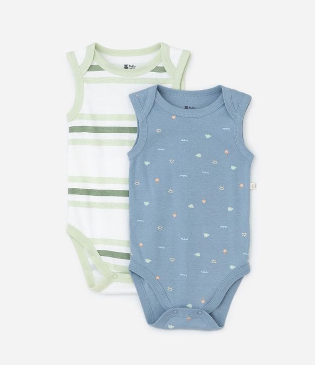 Kit 02 Bodies Infantiles con Estampa Rayada - Talle 0 a 18 meses