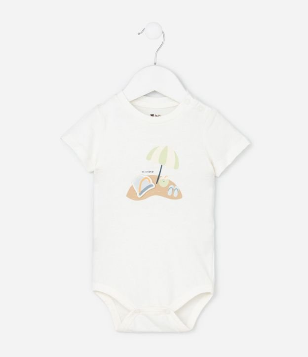Body Infantil con Estampa de Playa Interactiva  - Talle 0 a 18 Meses