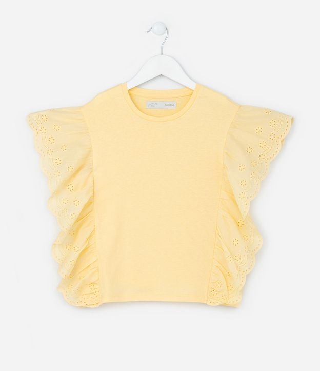 Blusa Infantil en Cotton con Volado Broderie - Talle 5 a 14 años 2