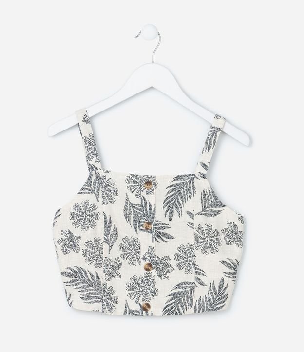 Blusa Infantil en Viscolino con Estampa Follajes - Talle 5 a 14 años 2