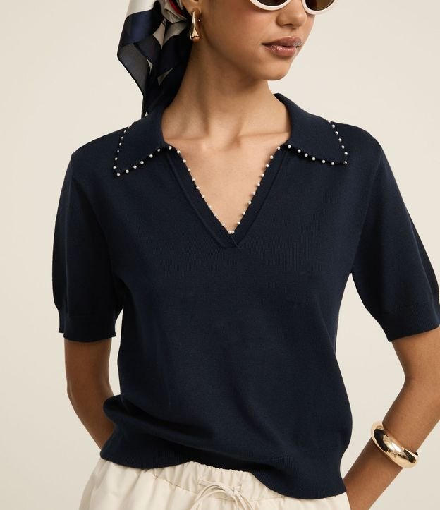 Blusa Polo en Punto con Mini Perlas 3