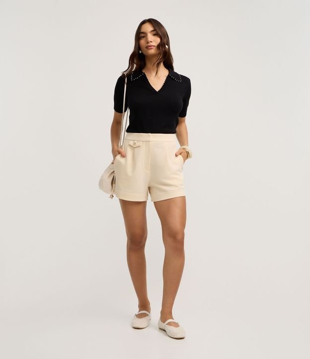 Blusa Polo en Punto con Mini Perlas