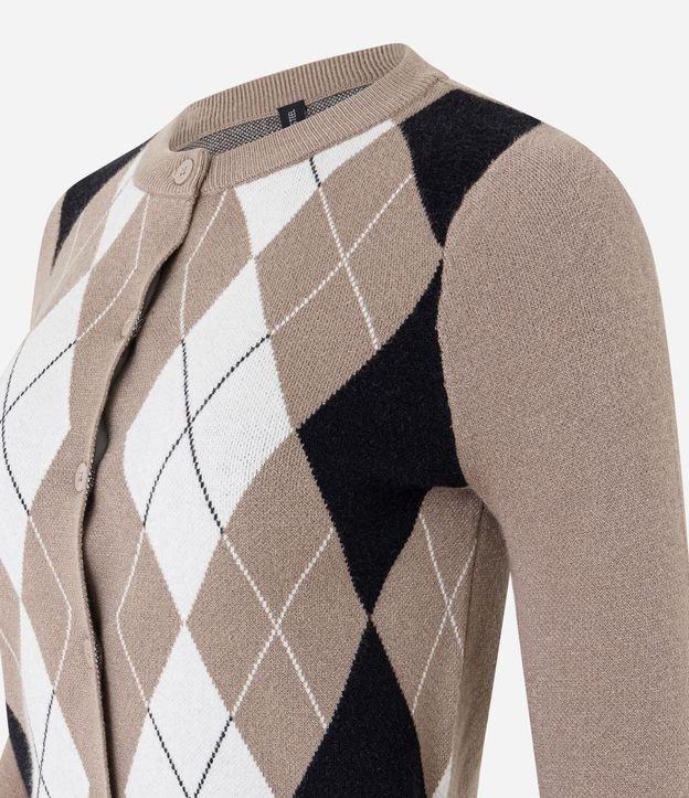 Cardigan en Punto con Estampa de Cuadros 5
