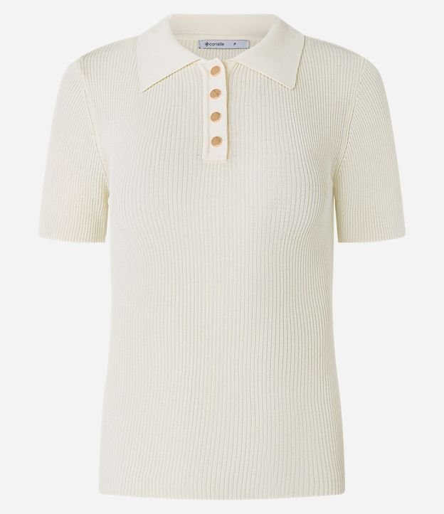 Blusa Acanalada en Punto con Cuello Polo 7