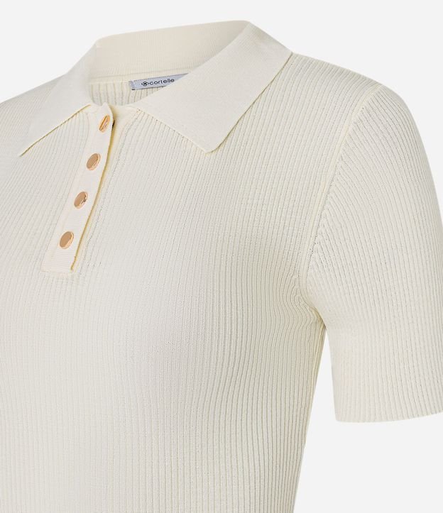 Blusa Acanalada en Punto con Cuello Polo 8