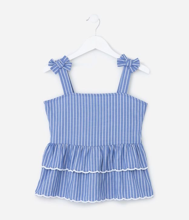 Blusa Infantil en Tricolina con Estampa Hilo Teñido - Talle 5 a 14 años