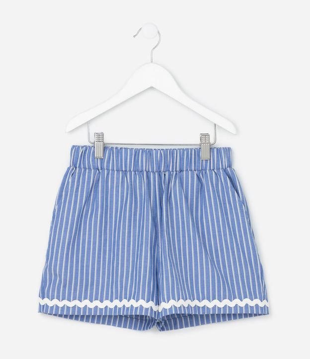 Short Infantil en Tricolina con Estampa de Rayas Hilo Teñido - Talle 5 a 14 años