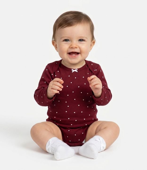 Body Infantil con Estampa de Mini Corazones - Talle 0 a 18 meses