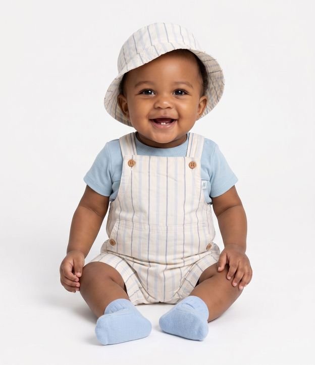 Peto Bebê Rayada con Sombrero - Talle 3 a 18 Meses