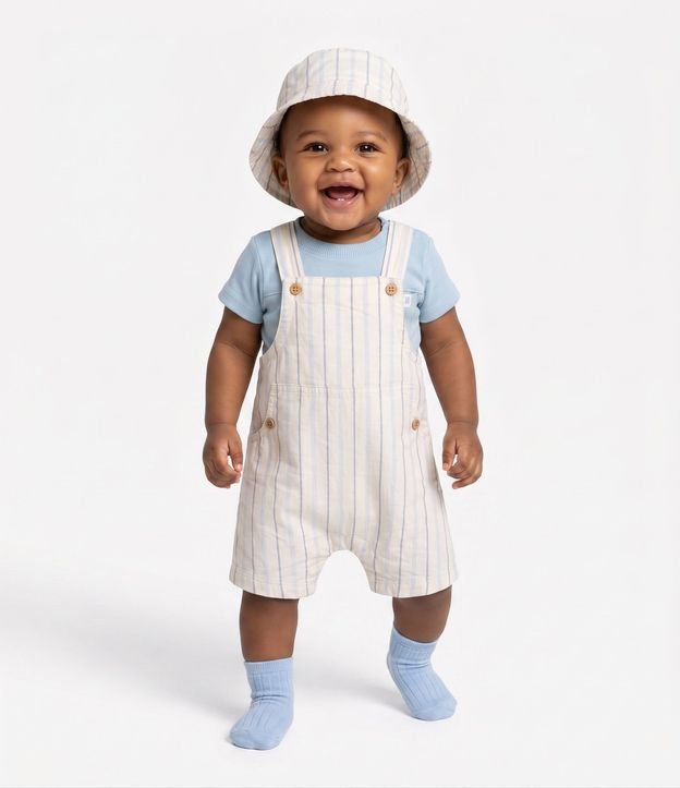 Peto Bebê Rayada con Sombrero - Talle 3 a 18 Meses 2