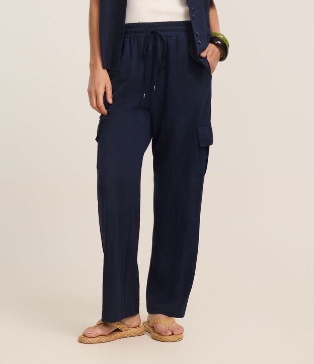 Pantalón Ligero en Malla Orly con Bolsillos Laterales