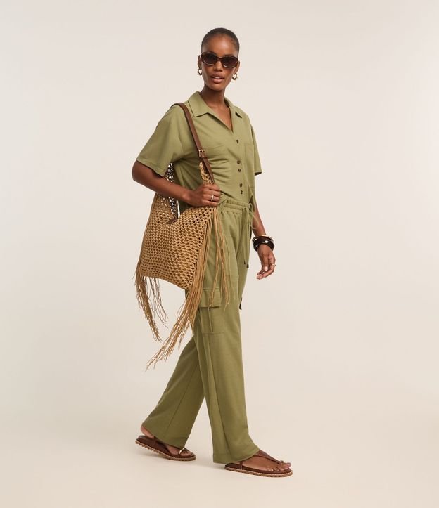 Pantalón Ligero en Malla Orly con Bolsillos Laterales