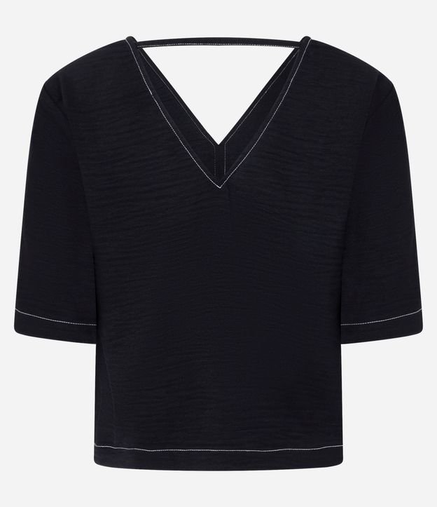 Blusa en Airflow con Escote V y Pespunte Contrastante 6