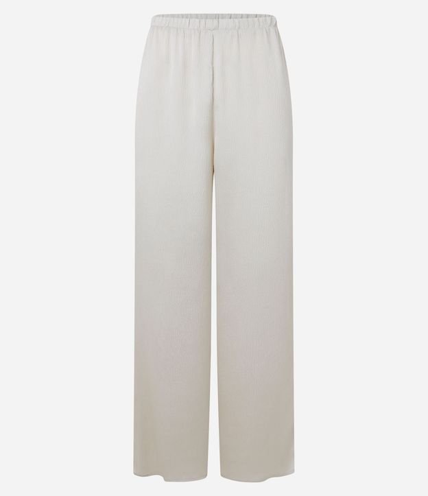 Pantalón Recto en Crepé Texturizado y Cintura Elástica